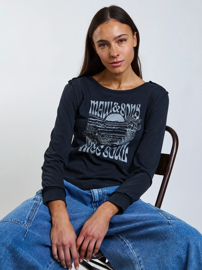 POLERA ML RIVA NEGRO MUJER MAUI AND SONS - 7