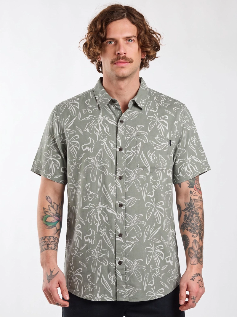 CAMISA MC HOKU VERDE HOMBRE MAUI AND SONS - 1
