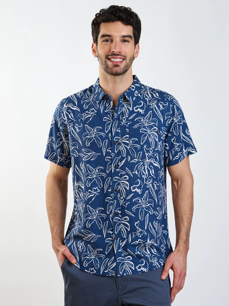 CAMISA MC HOKU AZUL HOMBRE MAUI AND SONS - 1