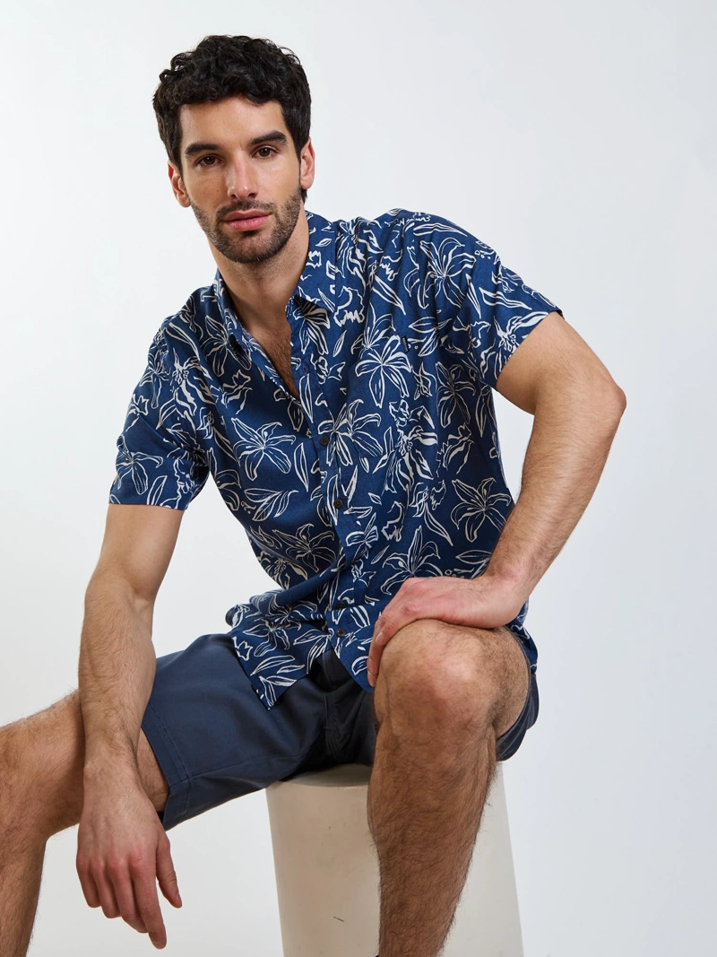 CAMISA MC HOKU AZUL HOMBRE MAUI AND SONS - 8