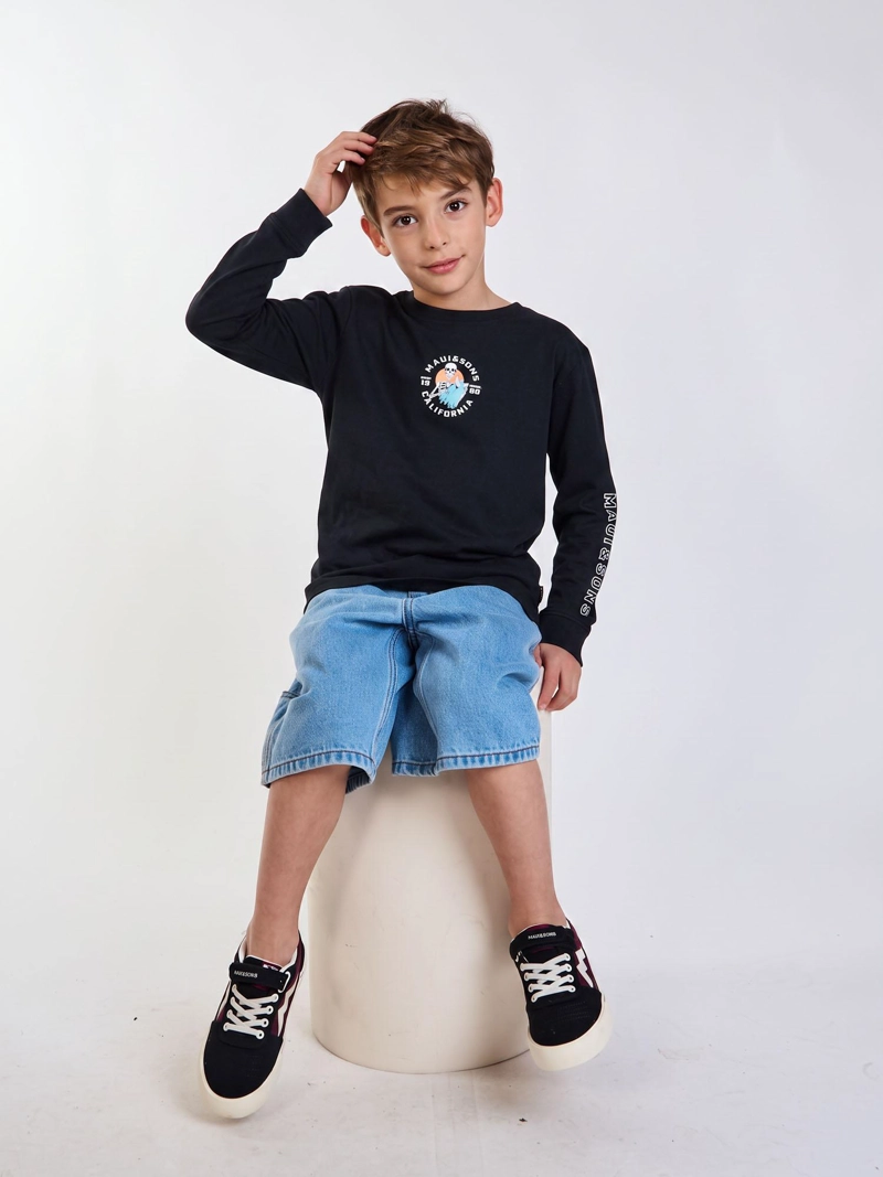 POLERA ML ENDLESS NEGRO INFANTIL MAUI AND SONS - 5