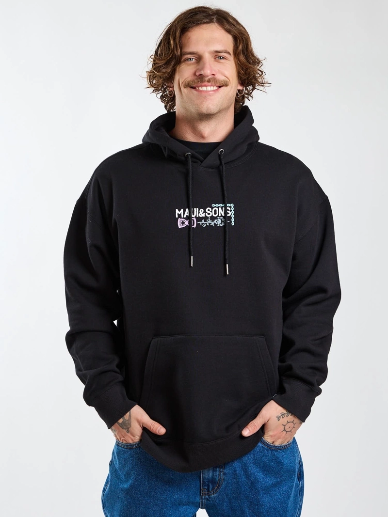 POLERON CANGURO NEON BREAK NEGRO HOMBRE MAUI AND SONS - 6