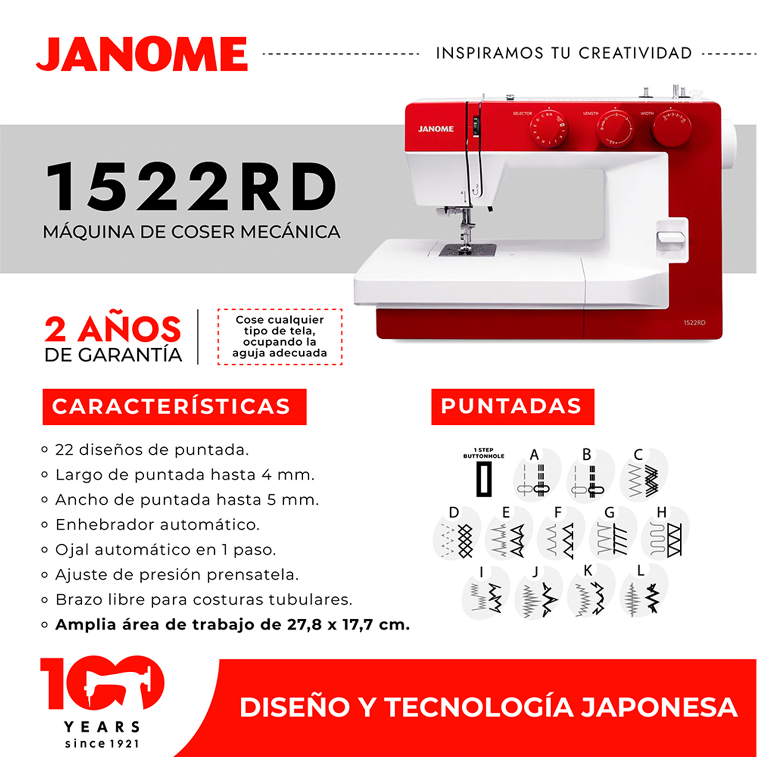 MAQUINA DE COSER MECANICA 1522RD - 6