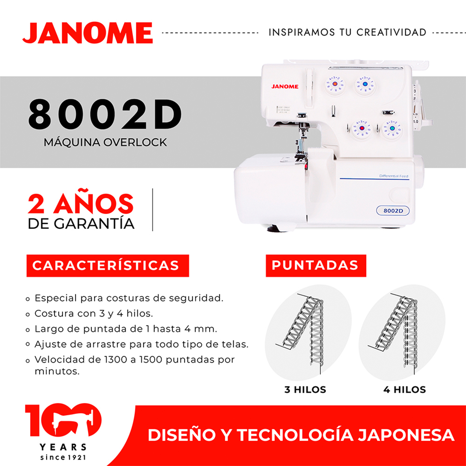 PACK MAQUINA DE COSER 1050DC + OVERLOCK MYLOCK 8002D - 8
