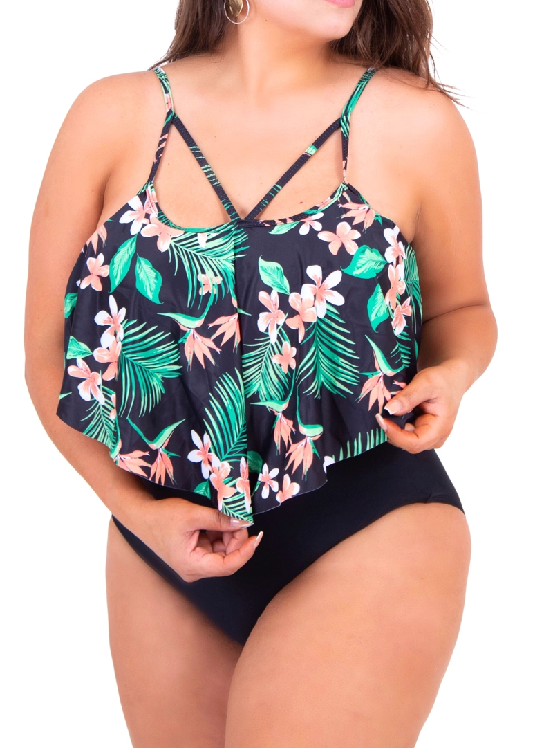 BIKINI TIRO ALTO FLORAL CRUZADO - 1