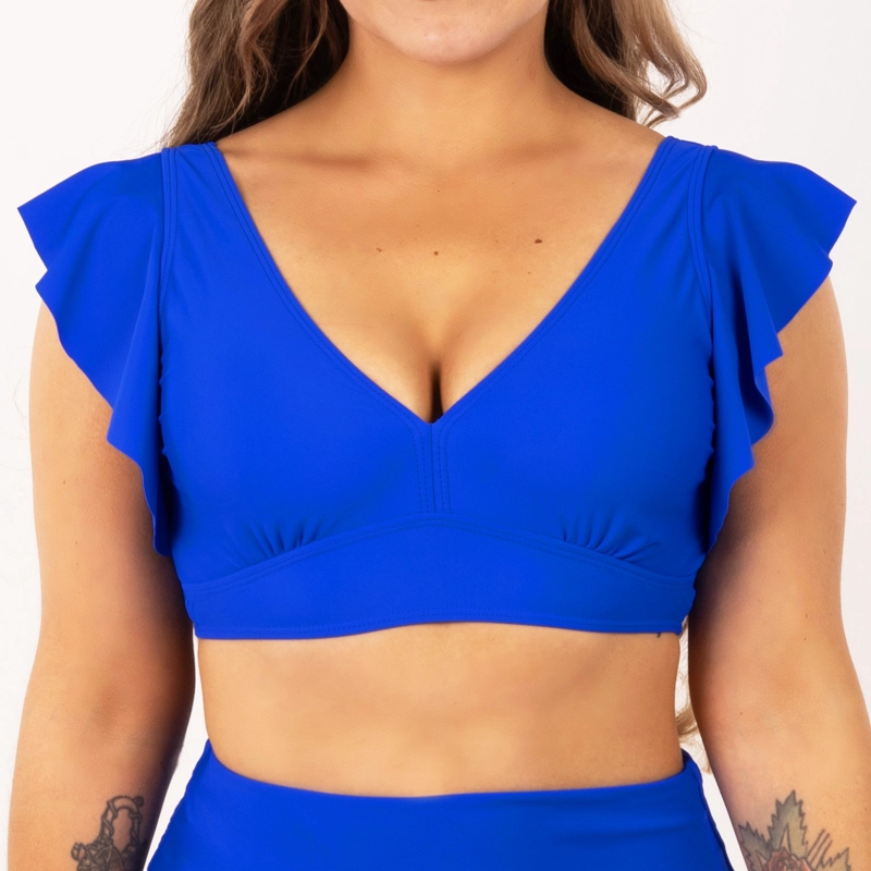 TRAJE DE BAÑO MUJER HIPSY TOP VUELOS HOMBROS ESCOTE V - 1