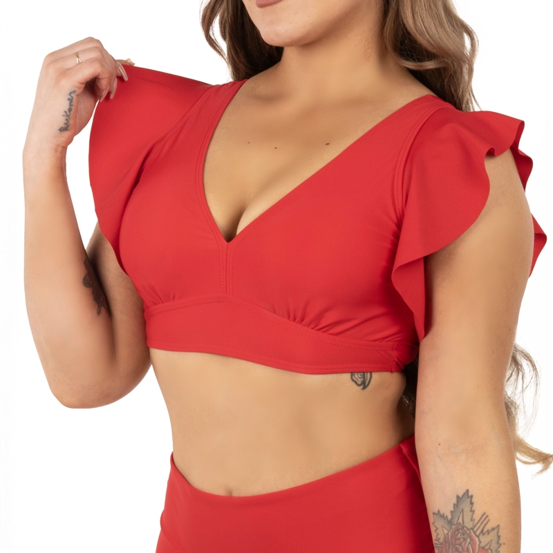 TRAJE DE BAÑO MUJER HIPSY TOP VUELOS HOMBROS ESCOTE V - 1