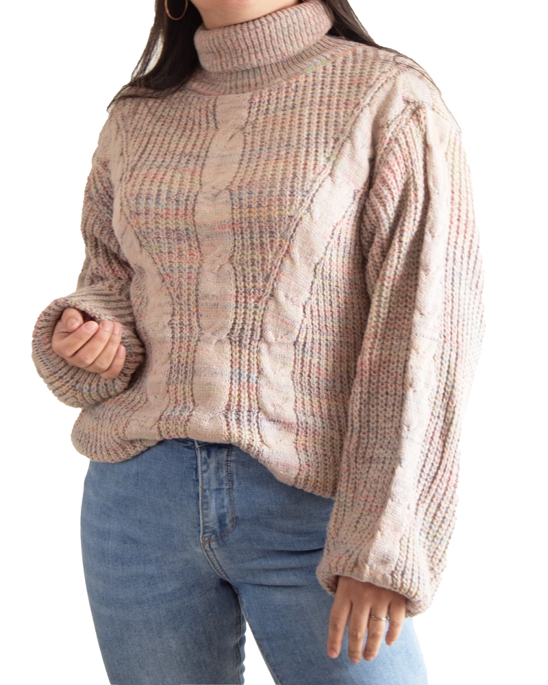 Chaleco mujer lana reciclada jaspeado manga englobada colores - 1