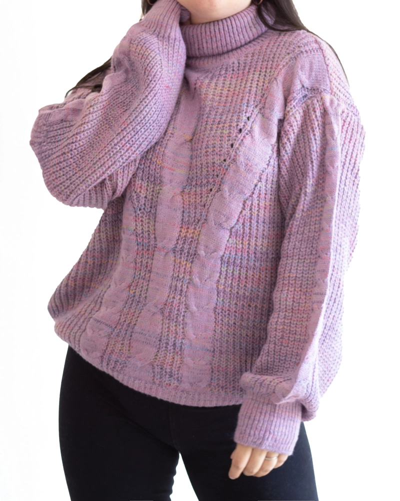Chaleco mujer lana reciclada jaspeado manga englobada colores - 3