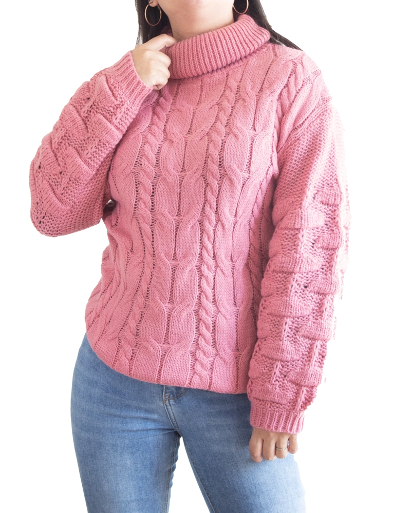 Chaleco mujer lana manga pompón Pandora cuello alto - 1