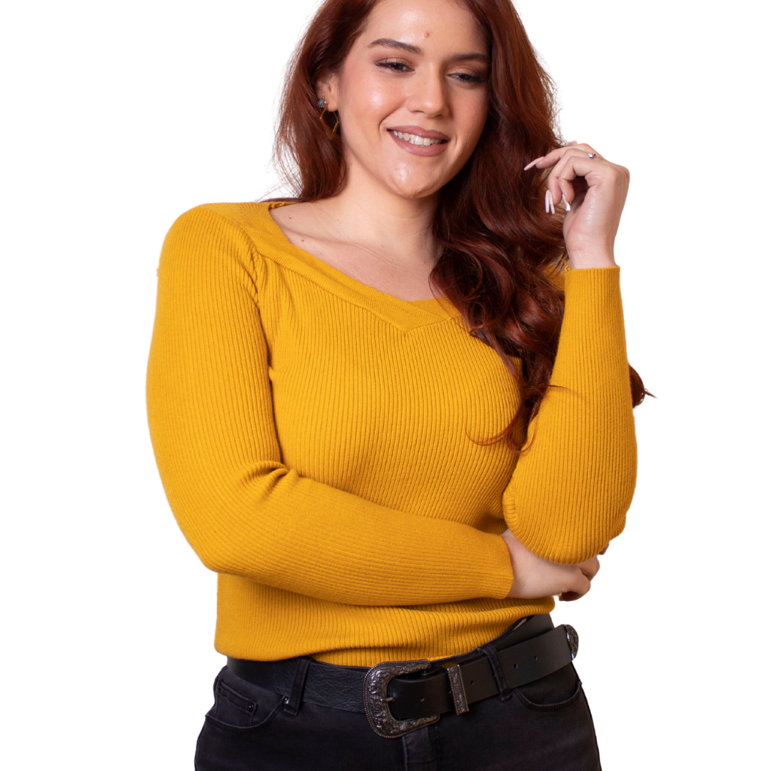 Sweater básico escote v colores - 2