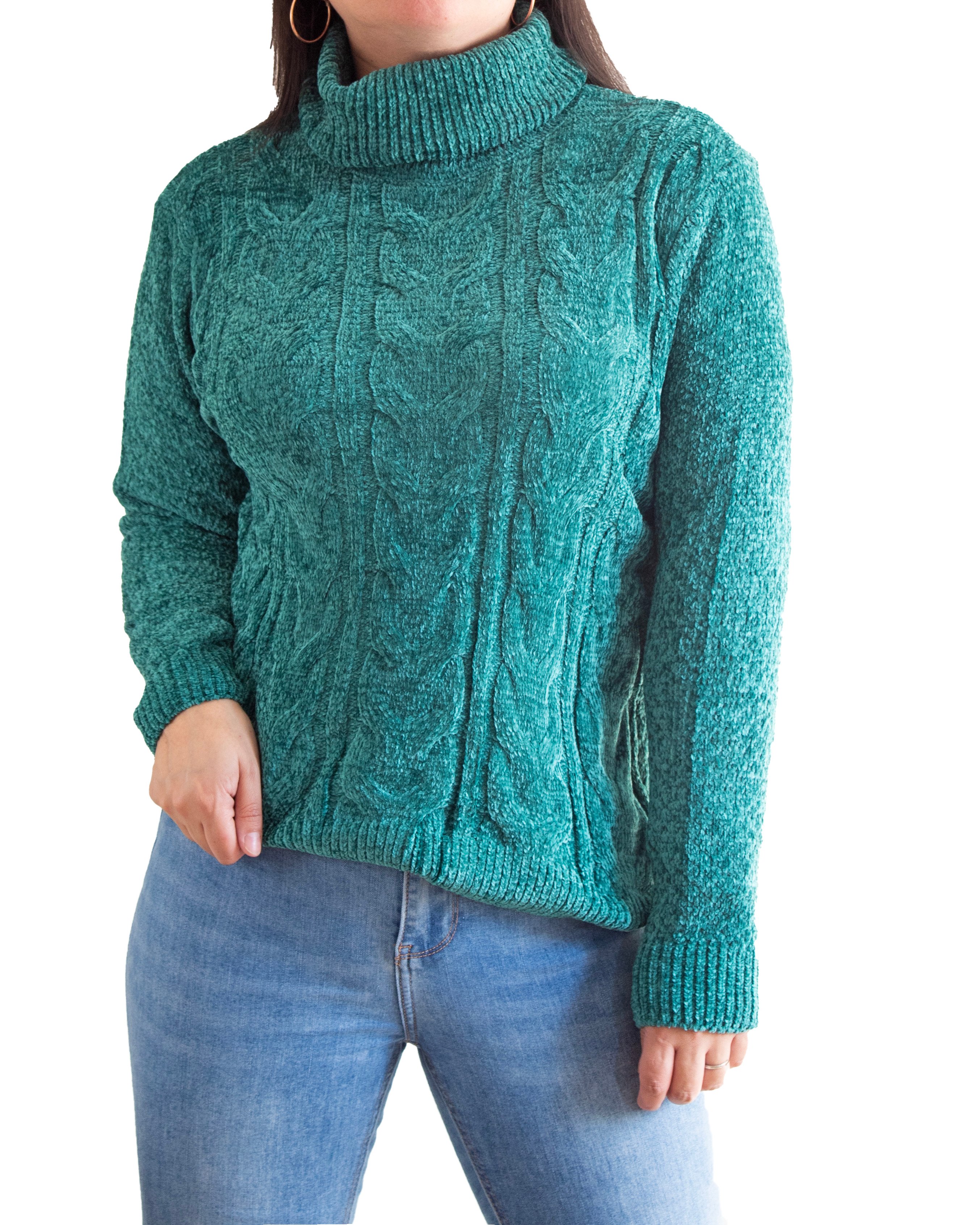SWEATER MUJER TRENZADO INVIERNO CHENILLE COLORES - - 2