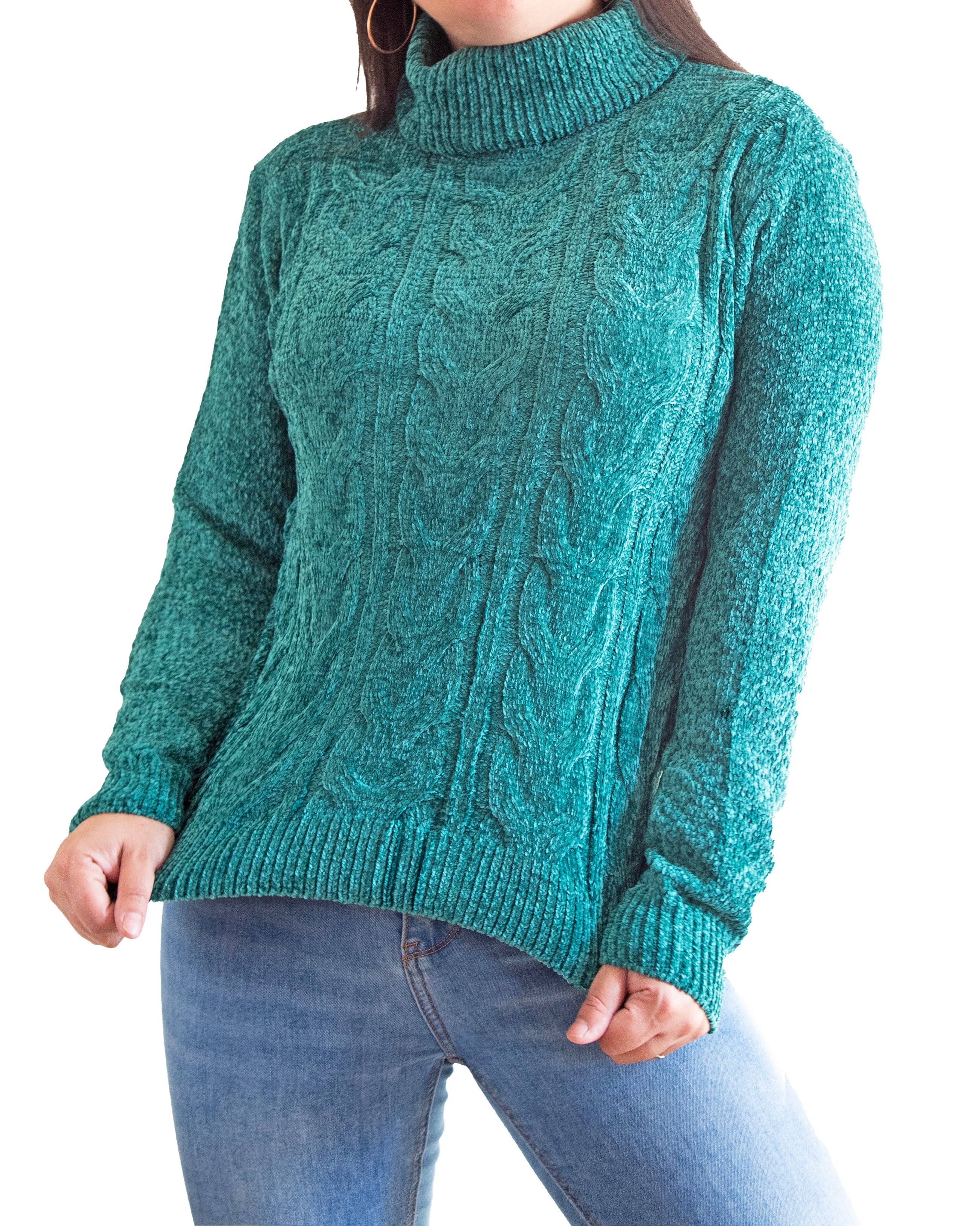 SWEATER MUJER TRENZADO INVIERNO CHENILLE COLORES - - 3