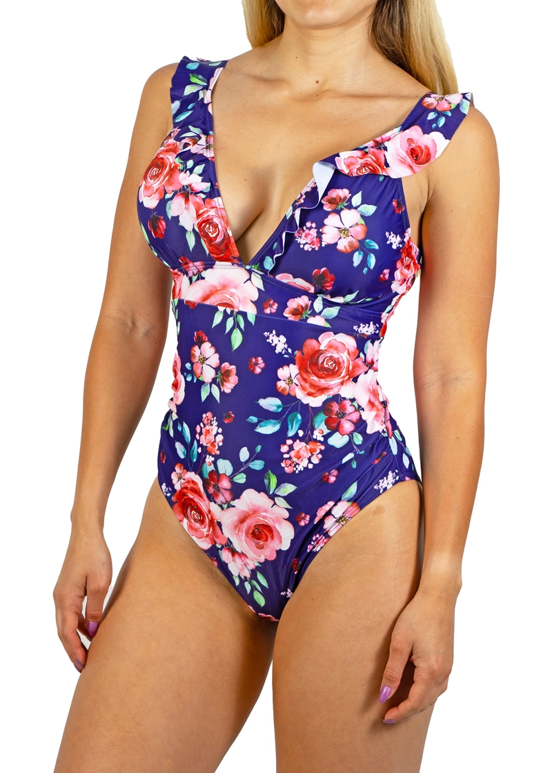 TRAJE DE BAÑO ESCOTE V FLORAL VUELOS - 3
