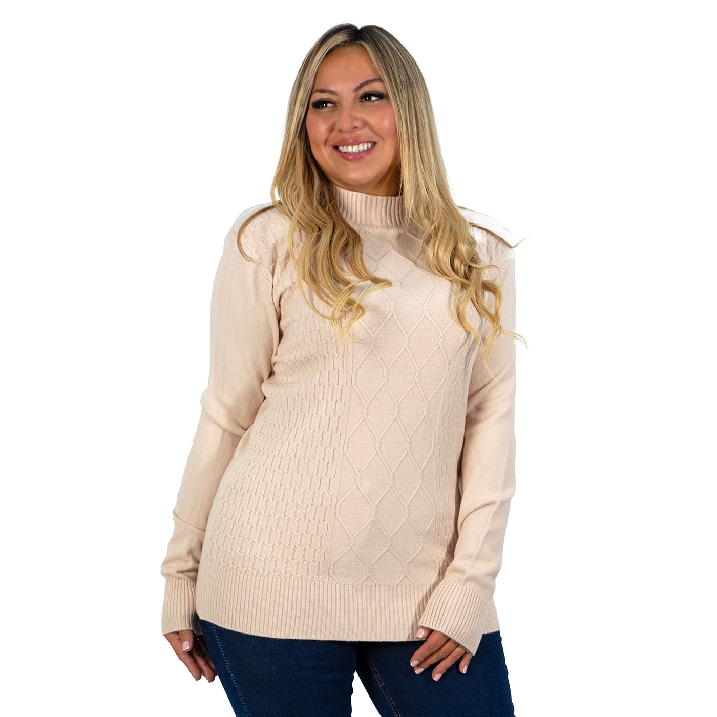 SWEATER MUJER TEXTURADO COLORES LINEAS ROMBOS EXTRA LINDA - 2