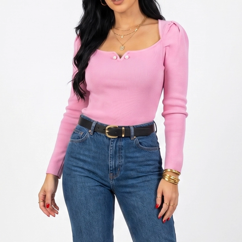 SWEATER CAMISETA BÁSICO MANGA PRINCESA COLORES - 1