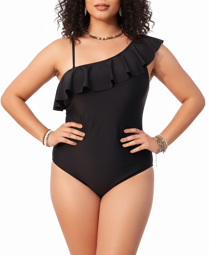 TRAJE DE BAÑO ASIME TRICO PLUS SIZE NEGRO VUELOS - 1