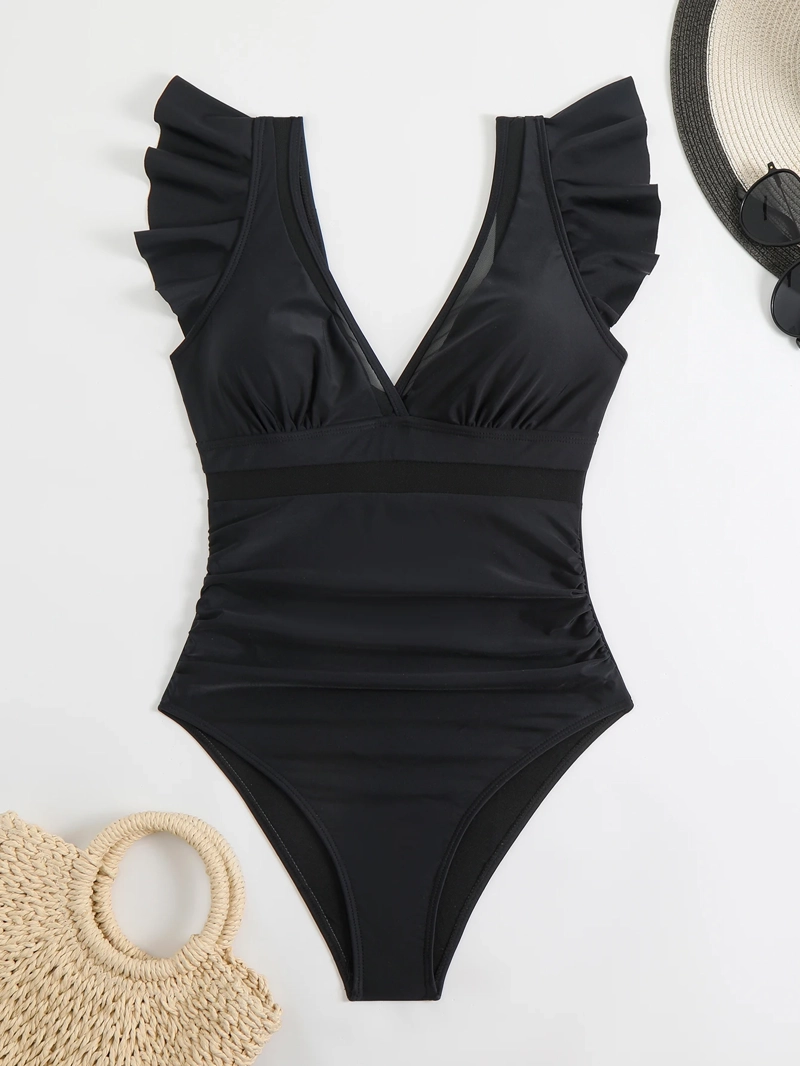 TRAJE DE BAÑO FLARE NEGRO TRANSPARENCIA - 5