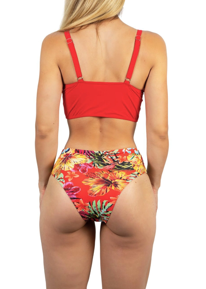 BIKINI TIRO ALTO + SALIDA PLAYA RED TROPICAL - 3