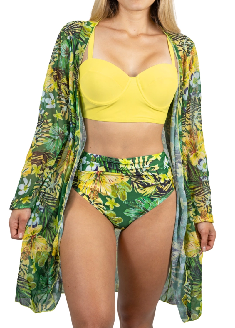 BIKINI TIRO ALTO + SALIDA PLAYA YELLOW TROPICAL - 2