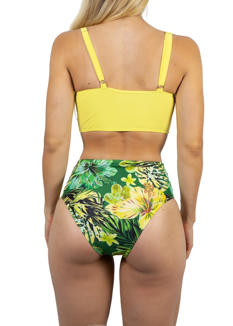 BIKINI TIRO ALTO + SALIDA PLAYA YELLOW TROPICAL - 3