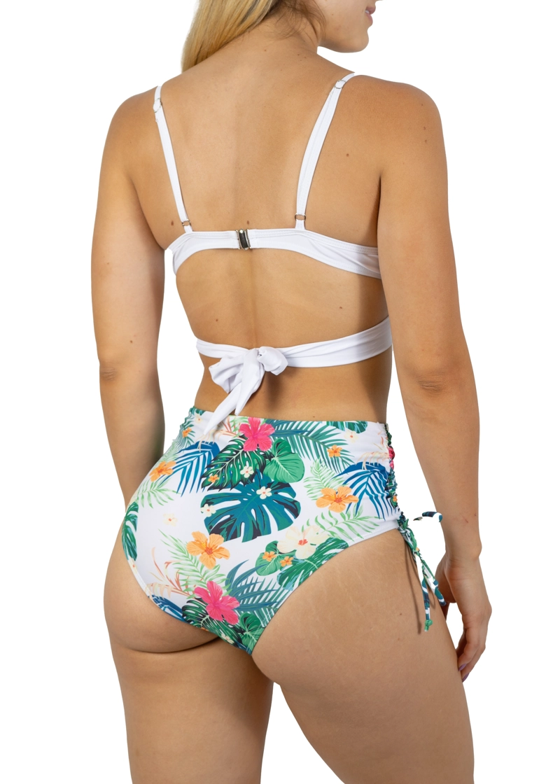 BIKINI TIRO ALTO TOP CRUZADO VERDE FLORAL + KIMONO - 3