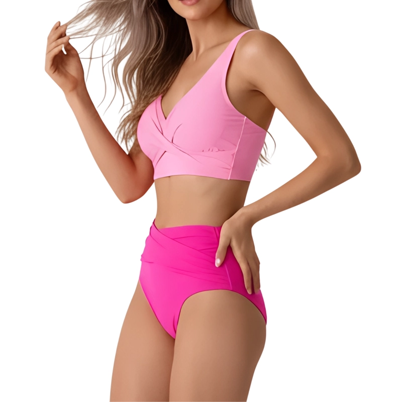 BIKINI TIRO ALTO MILA BICOLOR ROSA FUCSIA - 2