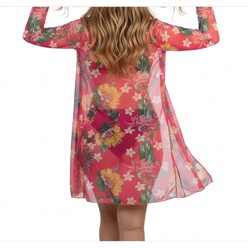 KIMONO PLAYA ESTAMPADO TROPICAL ROSA - 3