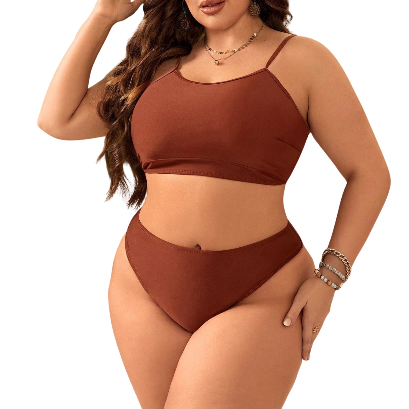 BIKINI 3 PIEZAS CON MINIFALDA PAREO (COLOR TERRACOTA) - 2