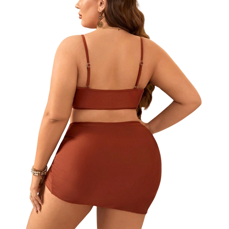 BIKINI 3 PIEZAS CON MINIFALDA PAREO (COLOR TERRACOTA) - 3