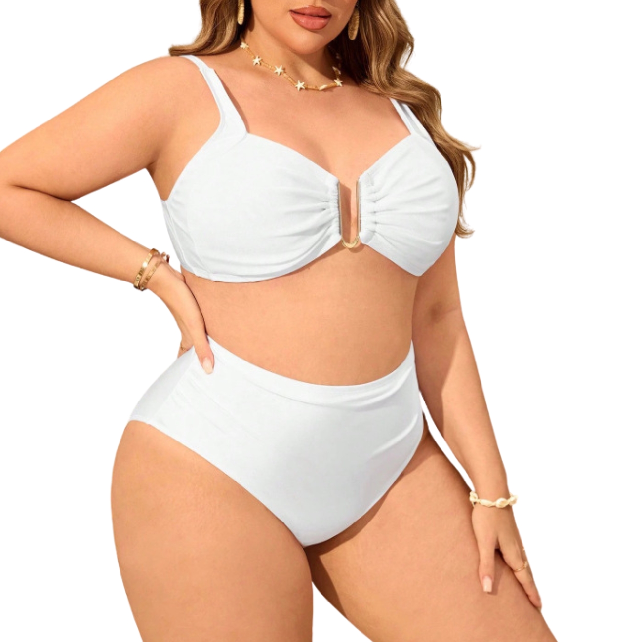 BIKINI TIRO ALTO PLUS SIZE VICTORIA BLANCO - 2