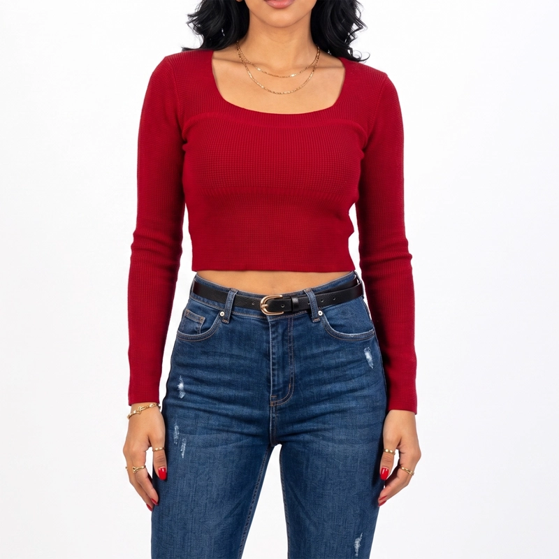 TOP INVIERNO CROP RIBBED COLORES SPANDEX - 1