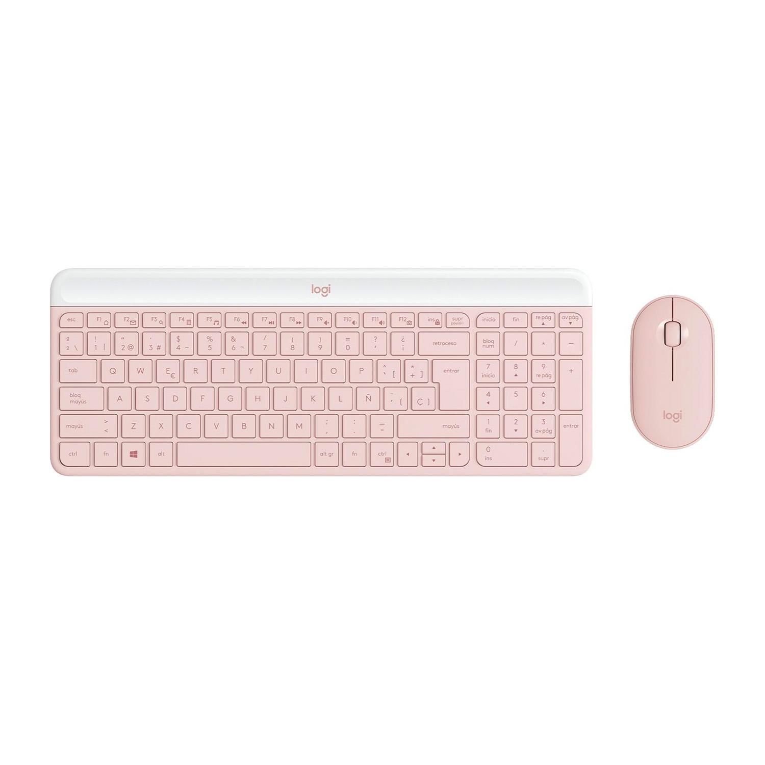 COMBO TECLADO + MOUSE INALÁMBRICO LOGITECH MK470 SLIM ROSA - 1