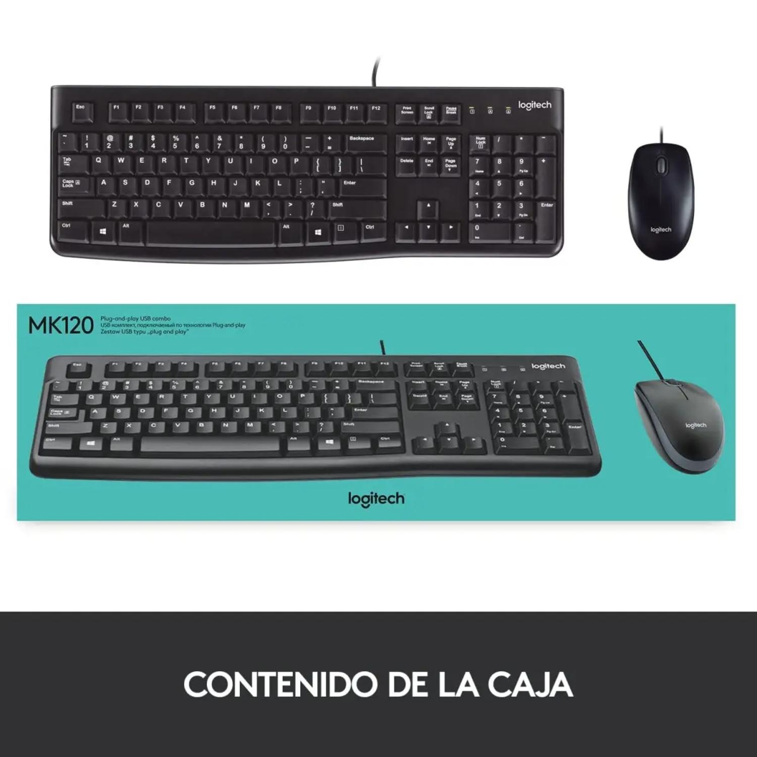 COMBO DE TECLADO Y MOUSE MK120 USB NEGRO - 7