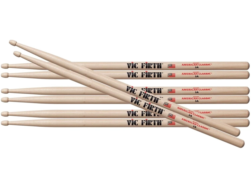 PACK 4 PARES BAQUETAS VIC FIRTH 5A AMERICAN CLASSIC - 1