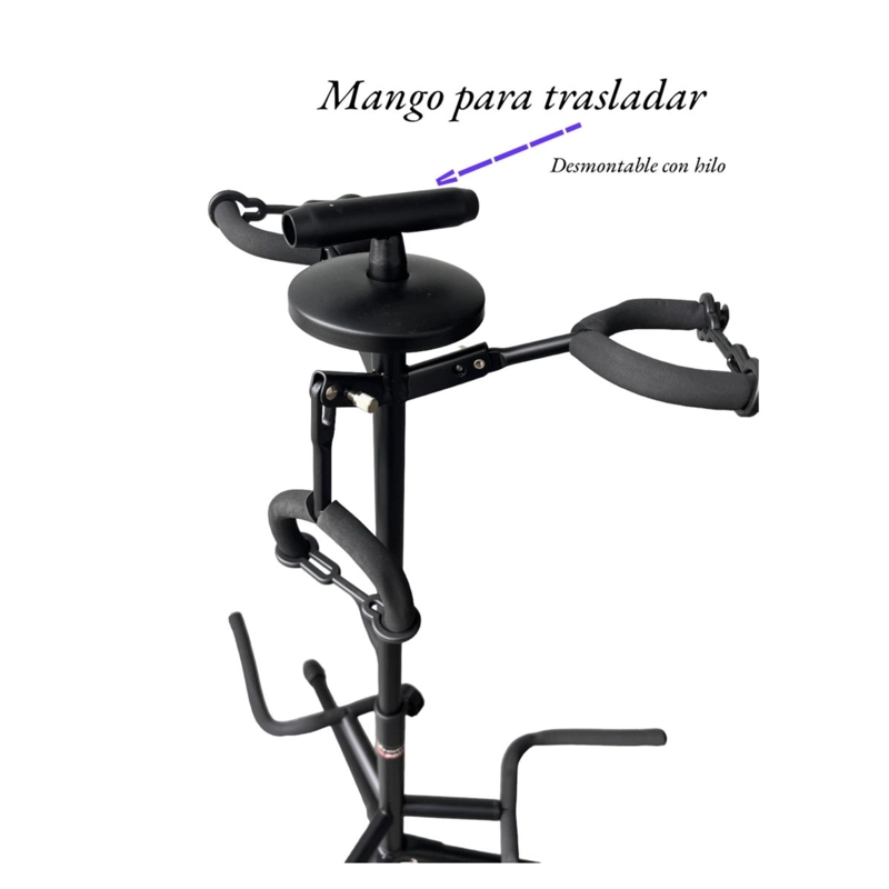 SOPORTE HAMILTON DE GUITARRA TRIPLE NEGRO - 8