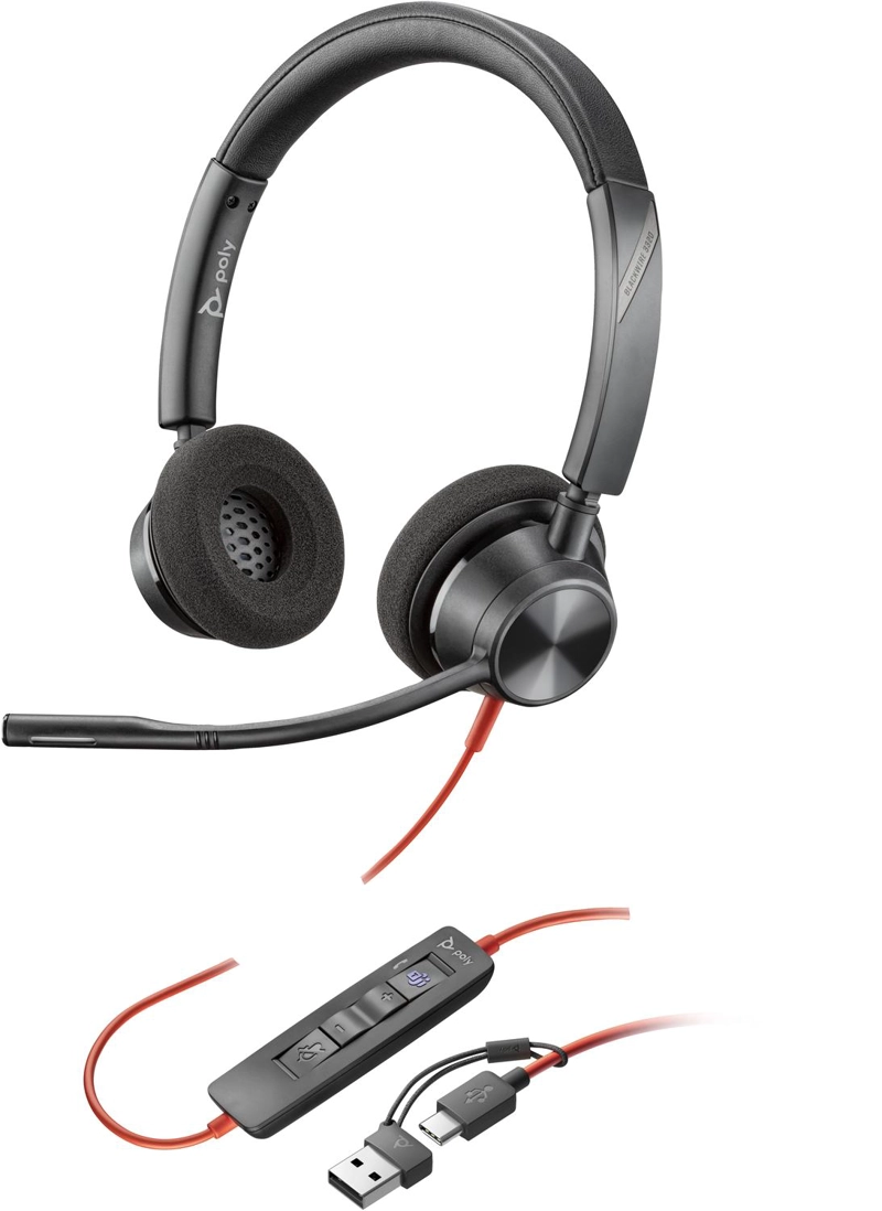 AUDIFONOS TELETRABAJO POLY BLACKWIRE 3320 STEREO NEGRO - 1