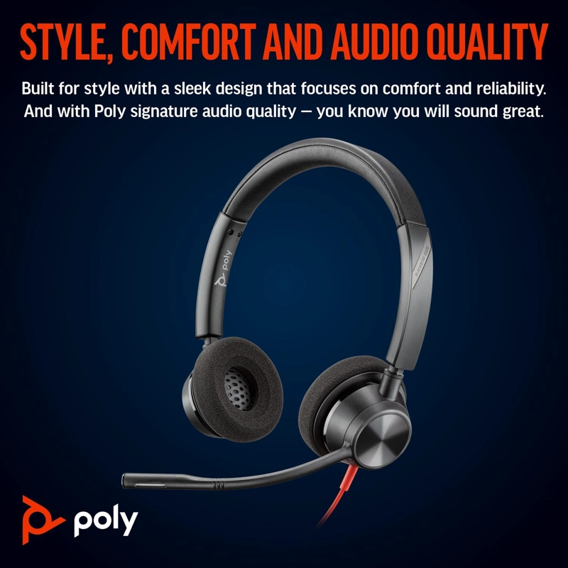 AUDIFONOS TELETRABAJO POLY BLACKWIRE 3320 STEREO NEGRO - 5