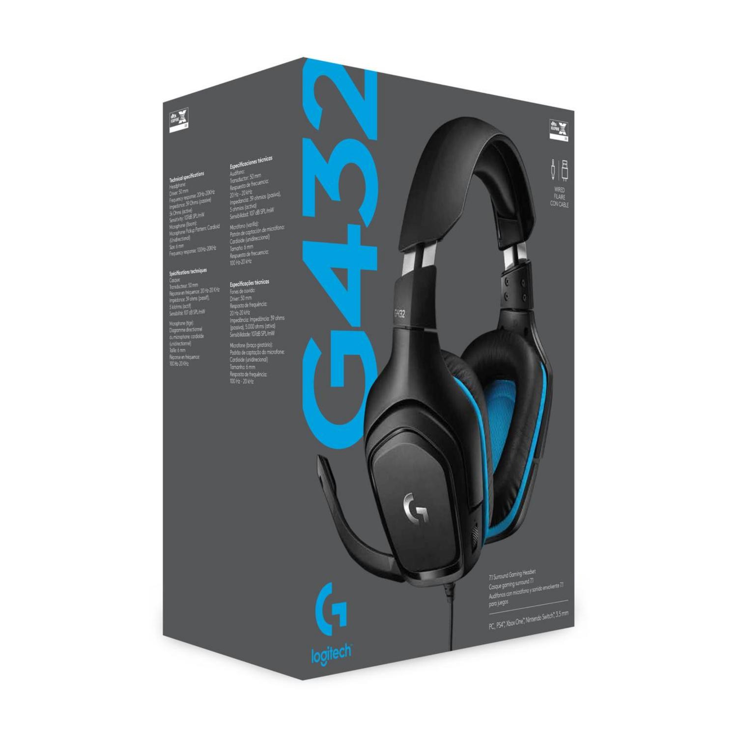 AUDIFONOS DIADEMA GAMER LOGITECH G432 ALAMBRICO NEGRO - 8