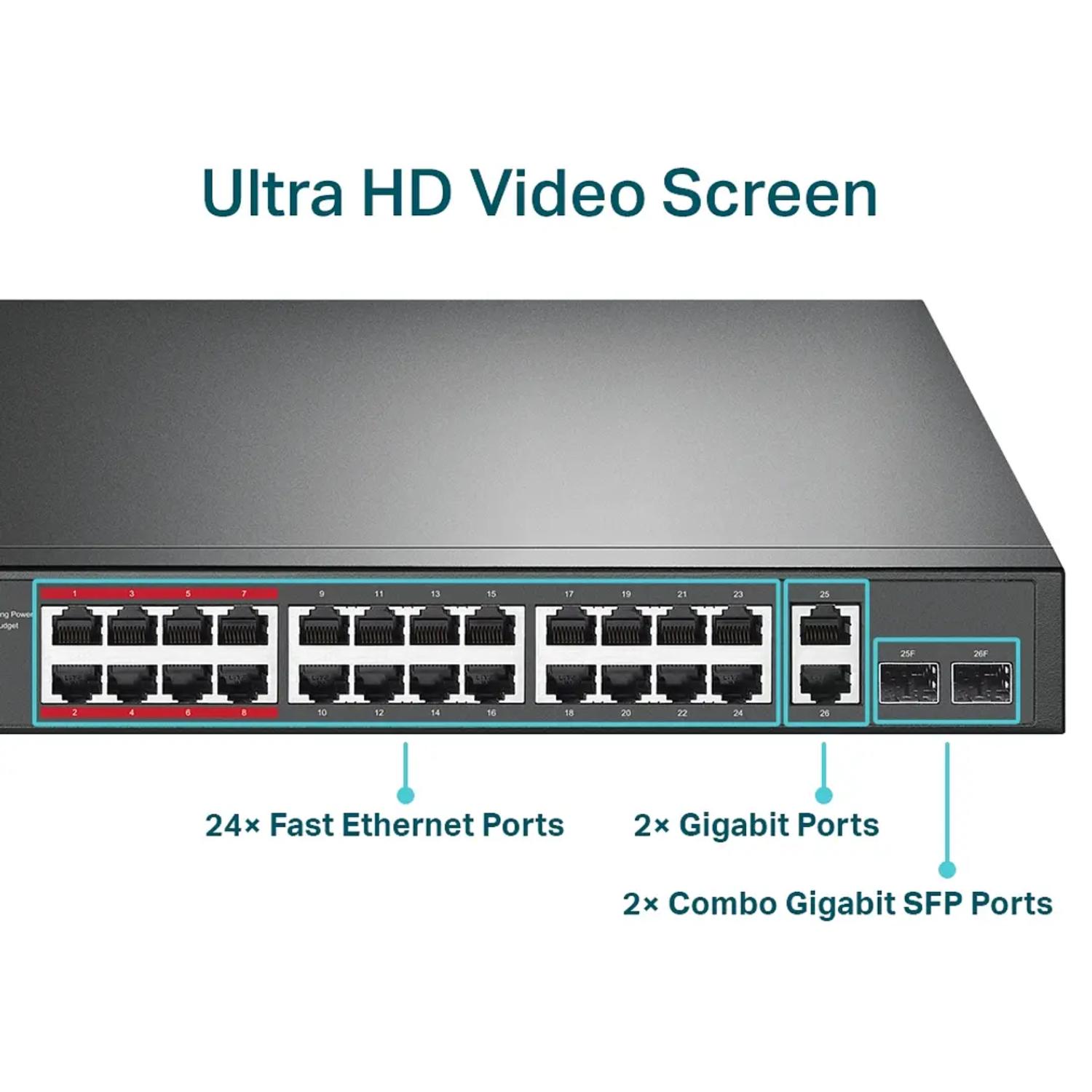 SWITCH TP-LINK TL-SL1226P POE+ NO GESTIONABLE 24 PUERTOS - 2