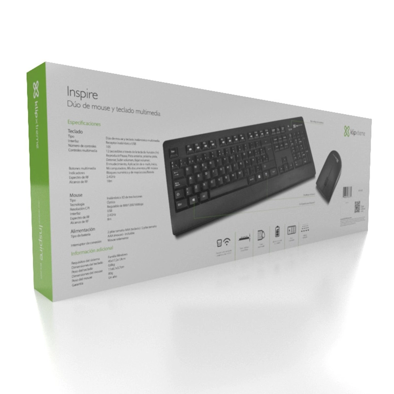 KIT TECLADO Y MOUSE INSPIRE RF INALAMBRICO QWERTY NEGRO - 9
