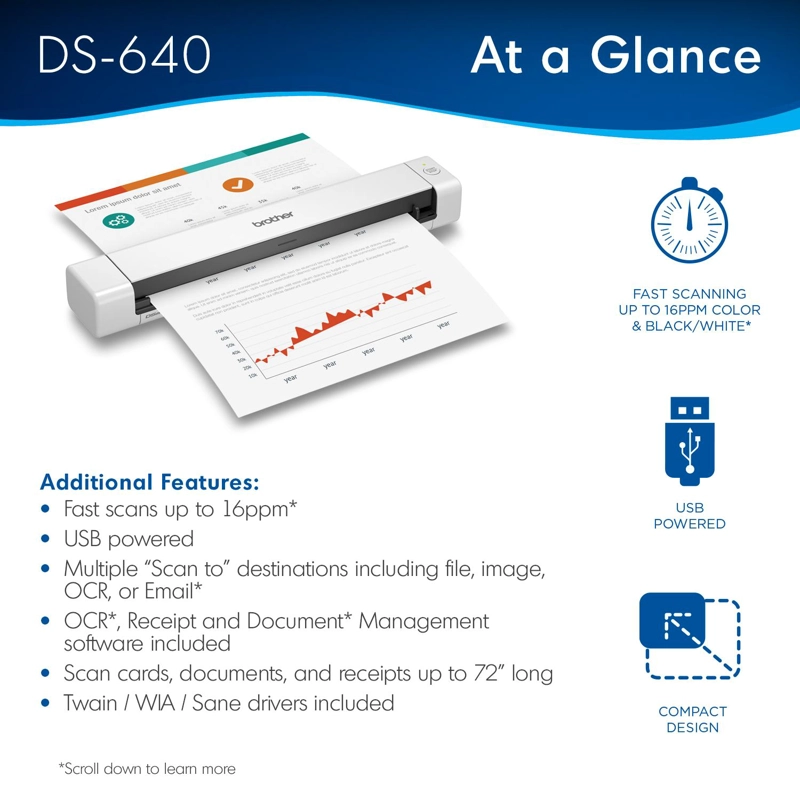 ESCANER PORTATIL BROTHER DS-640 COLOR USB COMPACTO - 4