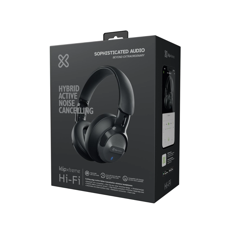 AUDIFONOS INALAMBRICO Y ALAMBRICO DIADEMA KLIP XTREME KNH-750GR NEGRO - 6