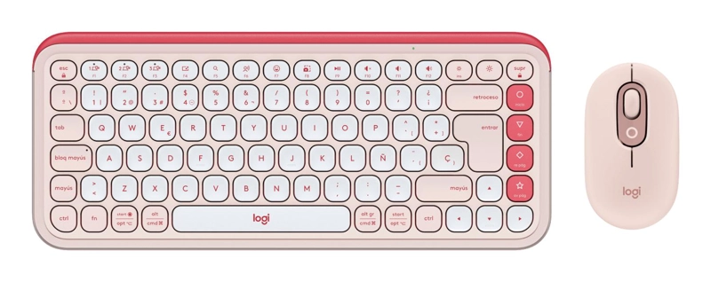 KIT TECLADO Y MOUSE INALAMBRICO LOGITECH POP ICON ROSADO ESPAÑOL - 1