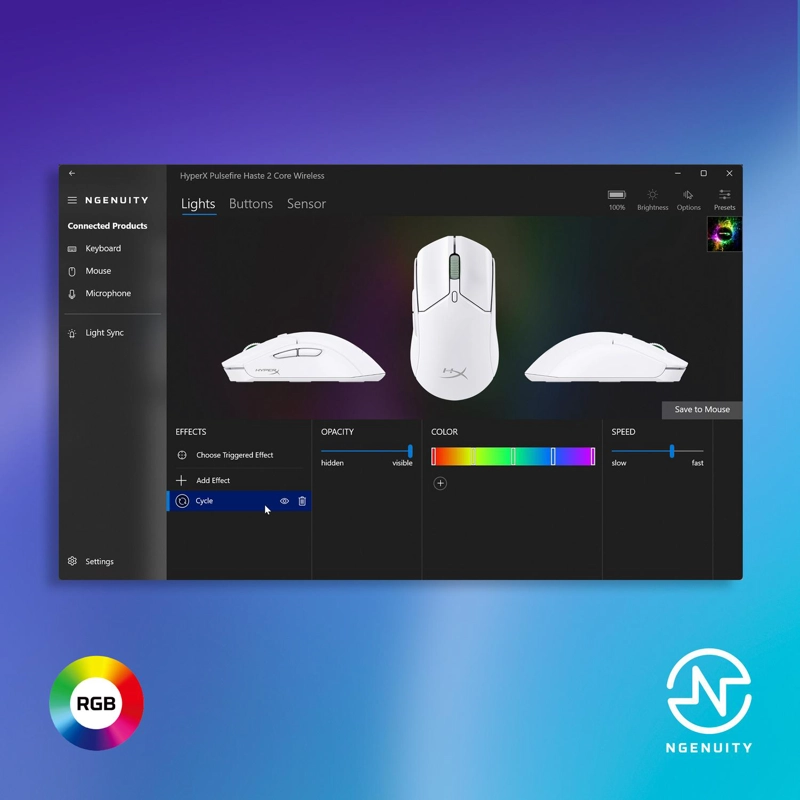 MOUSE GAMING HYPERX PULSEFIRE HASTE 2 CORE INALAMBRICOS BLANCO - 5