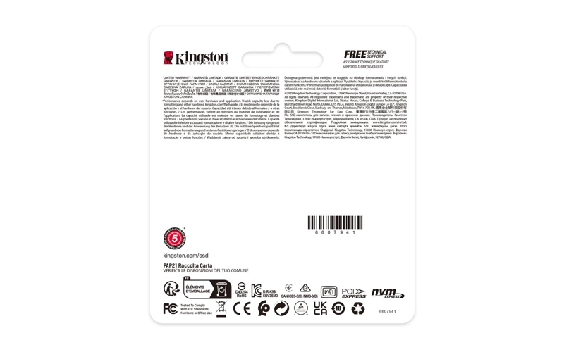 UNIDAD SSD KINGSTON NV3 500GB NVME PCIE 4.0 M.2 2230 - 4