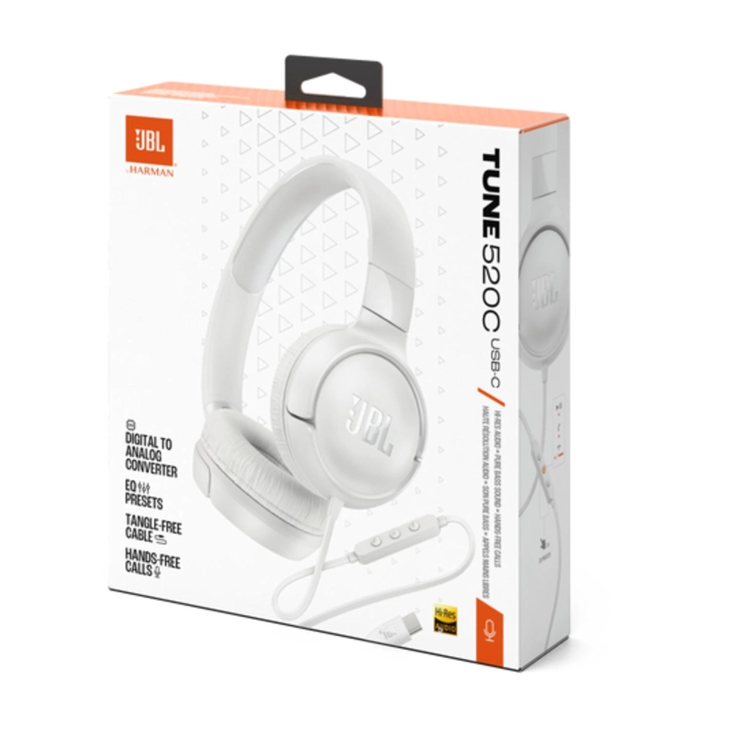 AUDIFONOS JBL TUNE 520C CON CABLE USB-C BLANCO - 8