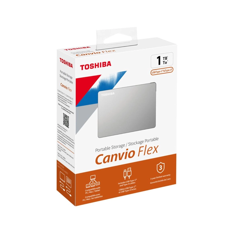 DISCO DURO TOSHIBA CANVIO FLEX 1TB USB 3.0 PLATA - 3