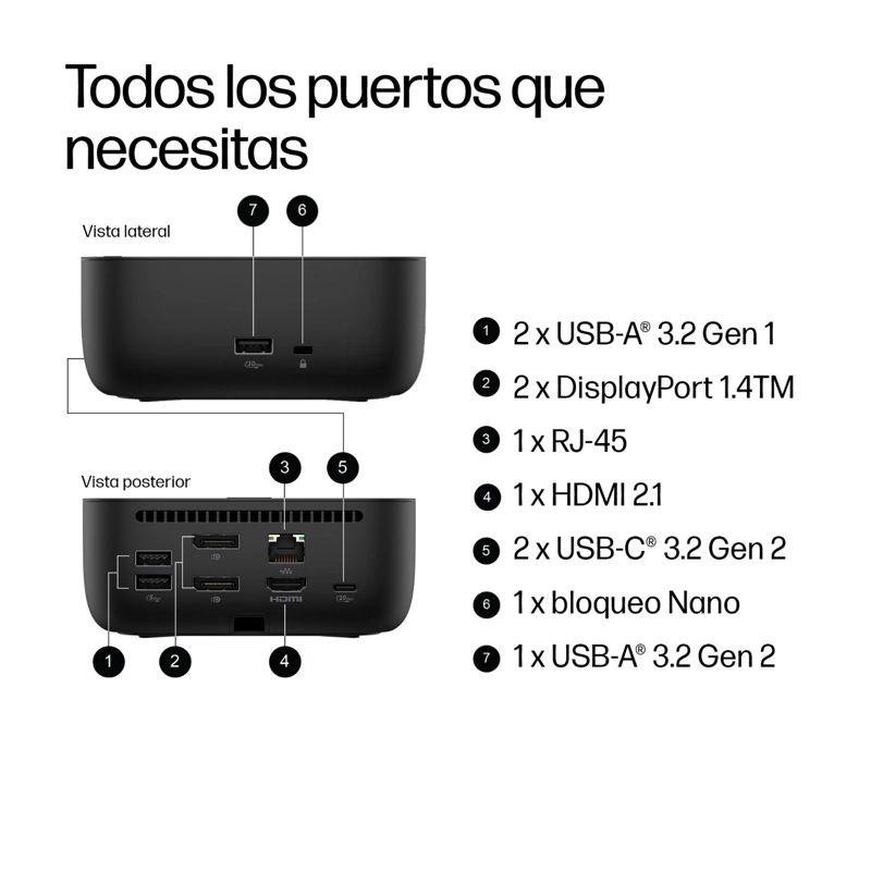 DOCKING STATION HP USB-C G6 100W 4K UNIVERSAL - 6