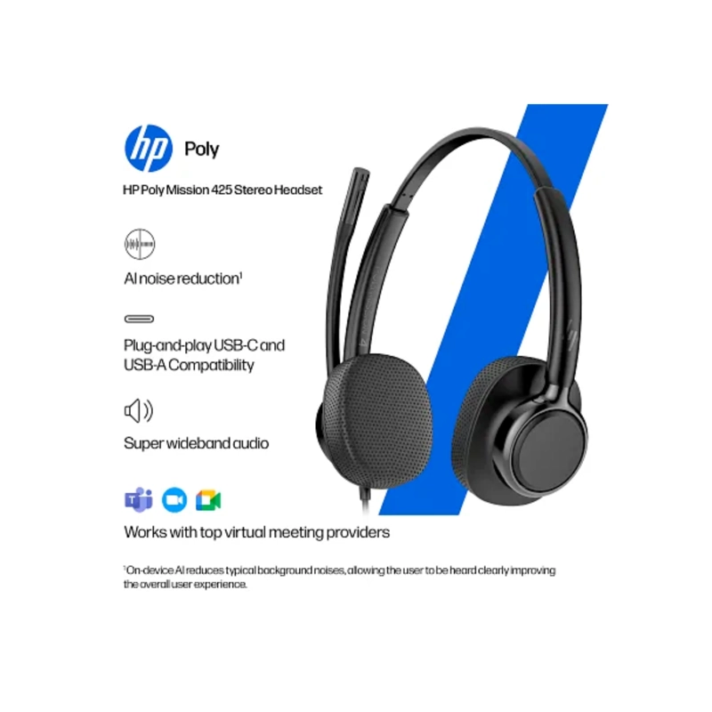 AUDIFONOS HP POLY MISSION 425 ESTE REO USB NEGRO - 5